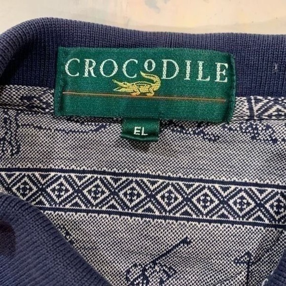 Crocodile Men's Polo Shirt Golf Swings Graphic Design Grey Black Men's Large - Picture 2 of 5